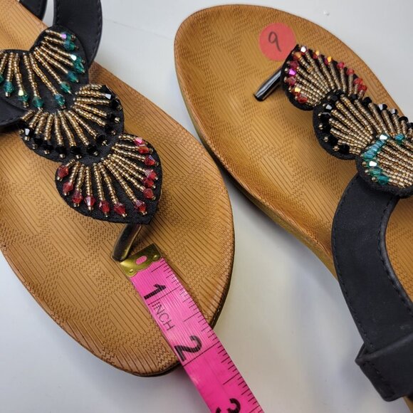 BEADED Sandals Size 9 Elastic Strap Toe Post Cushioned Stylish Sandals NEW - Picture 9 of 10